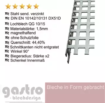 Kantenschutz Winkel aus Stahl verzinkt 1,5 mm